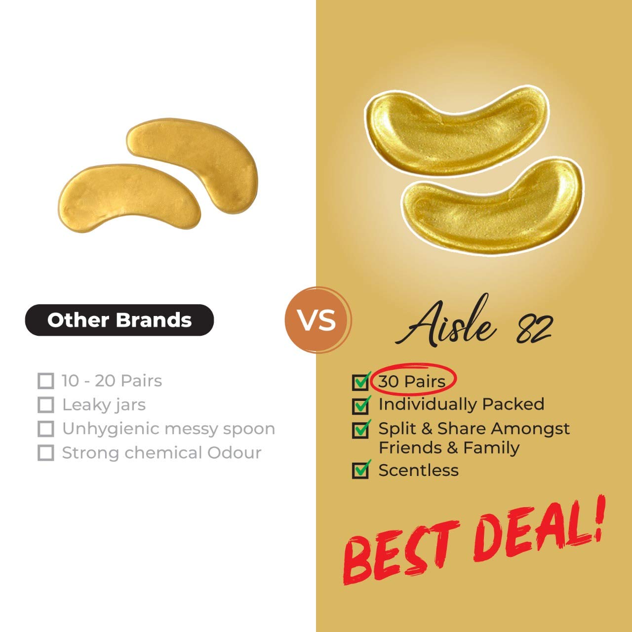 30 Pairs of 24K Gold Eye Mask for Sensitive Skin - Collagen Under Eye Mask for Dark Circles Under Eye Treatment for Women and Men - Gold Eye Masks for Dark Circles and Puffiness - Under Eye Gel Patches for Under Eye Bags Treatment - Easy to use Gold Eye Patches / Under Eye Patches for Every Day Use : Beauty