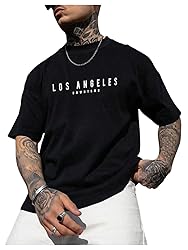 GORGLITTER Men's Crewneck T Shirt Letter Graphic