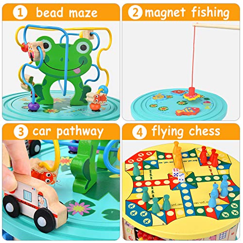 Amagoing Activity Cube, 11 in 1 Wooden Educational Learning Baby Toys with Bead Maze-First Birthday Gifts for 1 Year Old Boy and Girl Toddlers