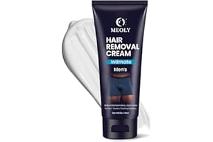 MEOLY Public and Private Hair Removal Cream for Men - Hair Remover for Men - Easy & Effective Painless Depilatory Cream for Manscaping Unwanted Coarse Male Hair - Suitable for All Skin Types and Sensitive