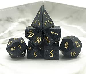 Momostar Set of 7 Stone Dice for RPG,Dungeons &amp; Dragons Dices Handmade by Natural Gemstones. (Font B Blue Sandstone)