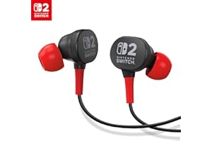 PowerA Wired Earbuds for Nintendo Switch 2- Black, Officially Licensed, 8 mm Speaker Drivers, in-Ear Design, 3 Swappable Tips