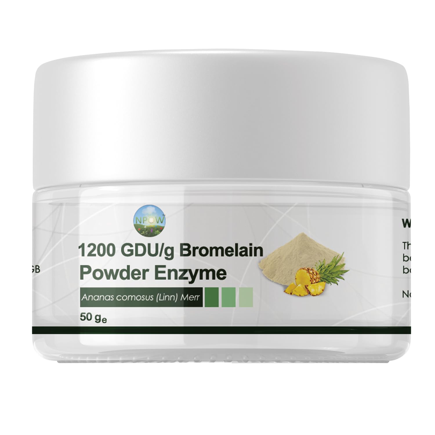 NPOW Bromelain Powder Enzyme - Digestive Enzyme Powder, Enhanced Super Digestive Enzymes, Bromalein Enzymes - Vegan, Gluten Free - 50g