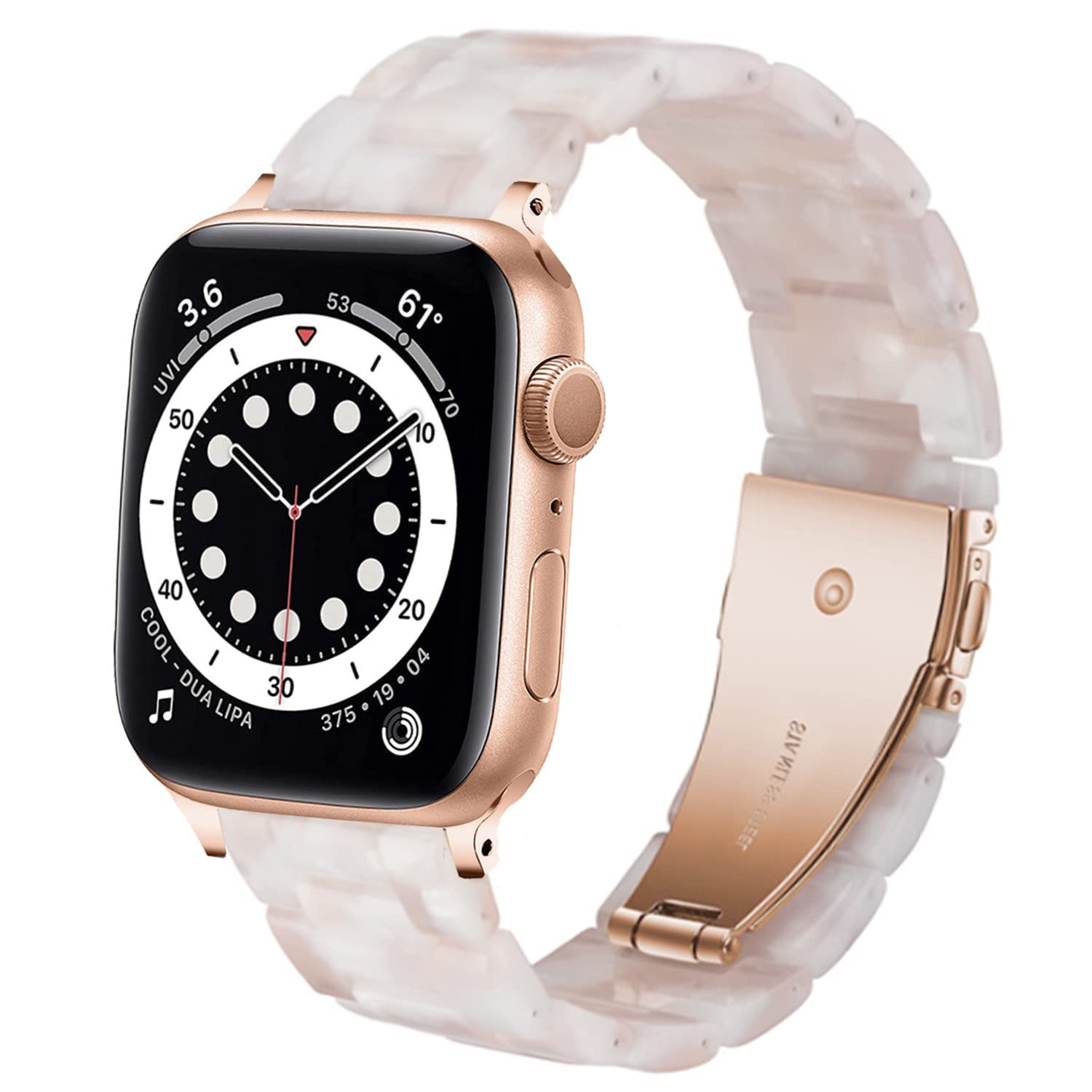 DEALELE Bands Compatible with Apple Watch 42mm 41mm 40mm 38mm, Colorful Resin Replacement Strap for iWatch Series 10/9 / 8/7 / SE / 6/5 / 4/3 Women Men, Flowers pink