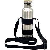 Wanty Water Bottle Carrier Sling Water Bottle Holder with Adjustable Shoulder Strap for Walking Short Hiking, Elastic Fastening Strap Fit for 12-40Oz (Exclude Water Bottle) (2 Elasticated Band)