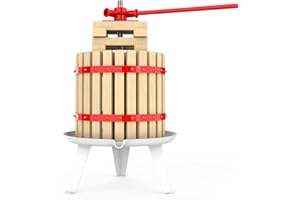EJWOX 3.2 Gallon Fruit Wine Press - 100% Nature Apple&Grape&Berries Crusher Manual Juice Maker for Kitchen, Solid Wood Basket with 6 Blocks Heavy Duty Cider Wine Making Press