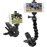Suptig Phone Holder Desk Gooseneck Mount, Cell Phone Clamp Clip for Pole, Mobile Phone Mount Stand, Compatible for iPhone 14 
