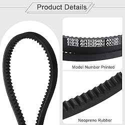 uxcell 2Pcs AX100 EPDM V-Belt, Raw Edge Cogged