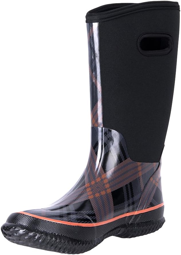 WTW Women's Rubber Neoprene Snow Boots Winter Warm Waterproof Insulated Barn Rain Boots for Ladies