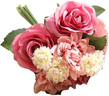 Amazon Pawaca 造花 薔薇と菊とダリアのバンチ 花束 10花の頭 フラワー アレンジ 高さ30cm 長さcm カラフル インテリア 装飾品 結婚式 お祝い パーティ 室内外用 飾り物 ギフト プレゼント 選べる6カラー ピンク 造花 オンライン通販