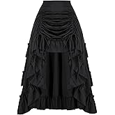 SCARLET DARKNESS Women's 2026 Summer Skirt Gothic Steampunk Skirt Renaissance High-Low Bustle Skirt