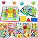 JoyGrow 2 in 1 Button Art Color Matching Mosaic Pegboard Set Toddler Toys Color & Geometry Shape Cognition Skill Learning Educational Toys for Boys Girls (72 PCS Buttons and 24 templates )