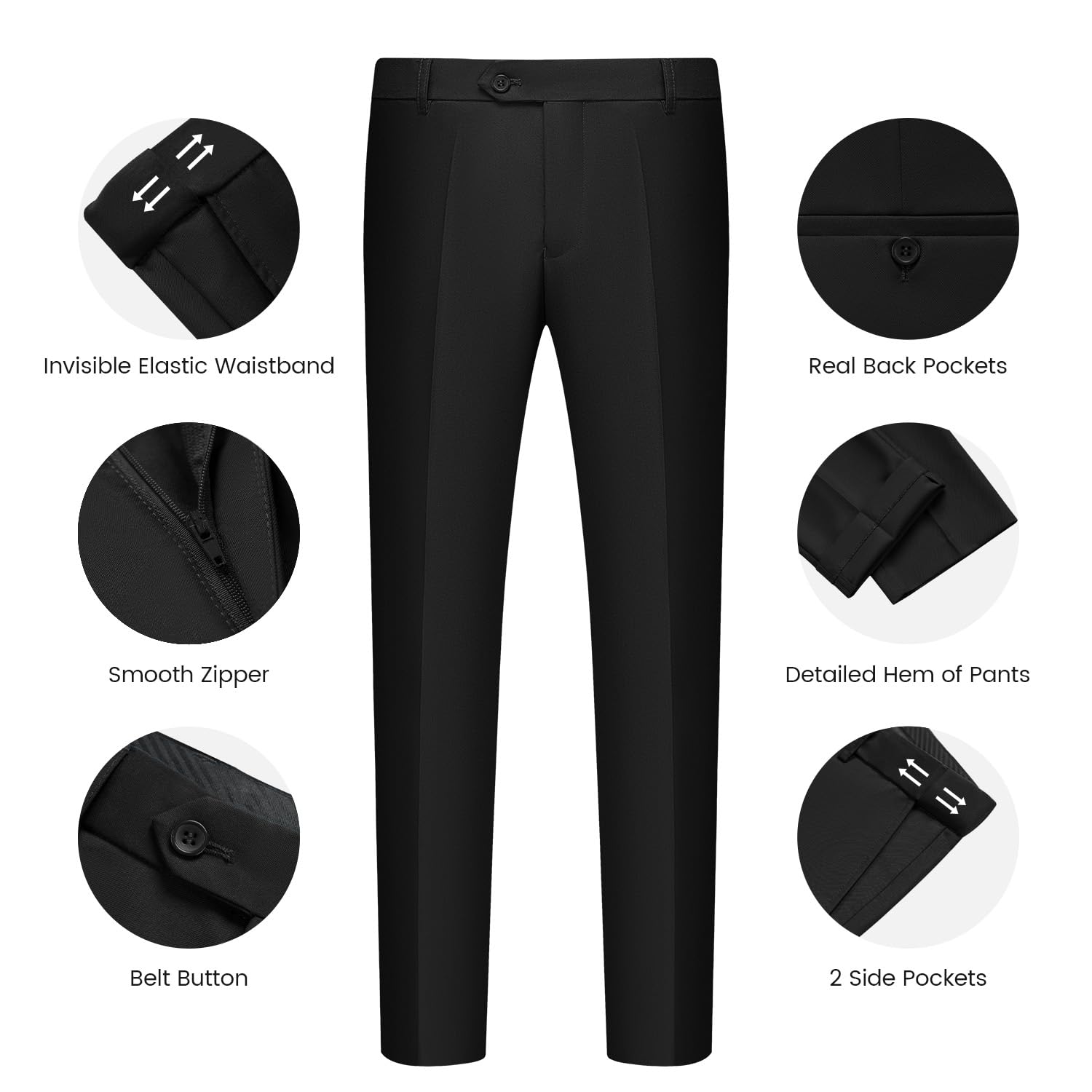 WULFUL Men’s Slim Fit Suit One Button 3-Piece Blazer Dress Business Wedding Party Jacket Vest & Pant