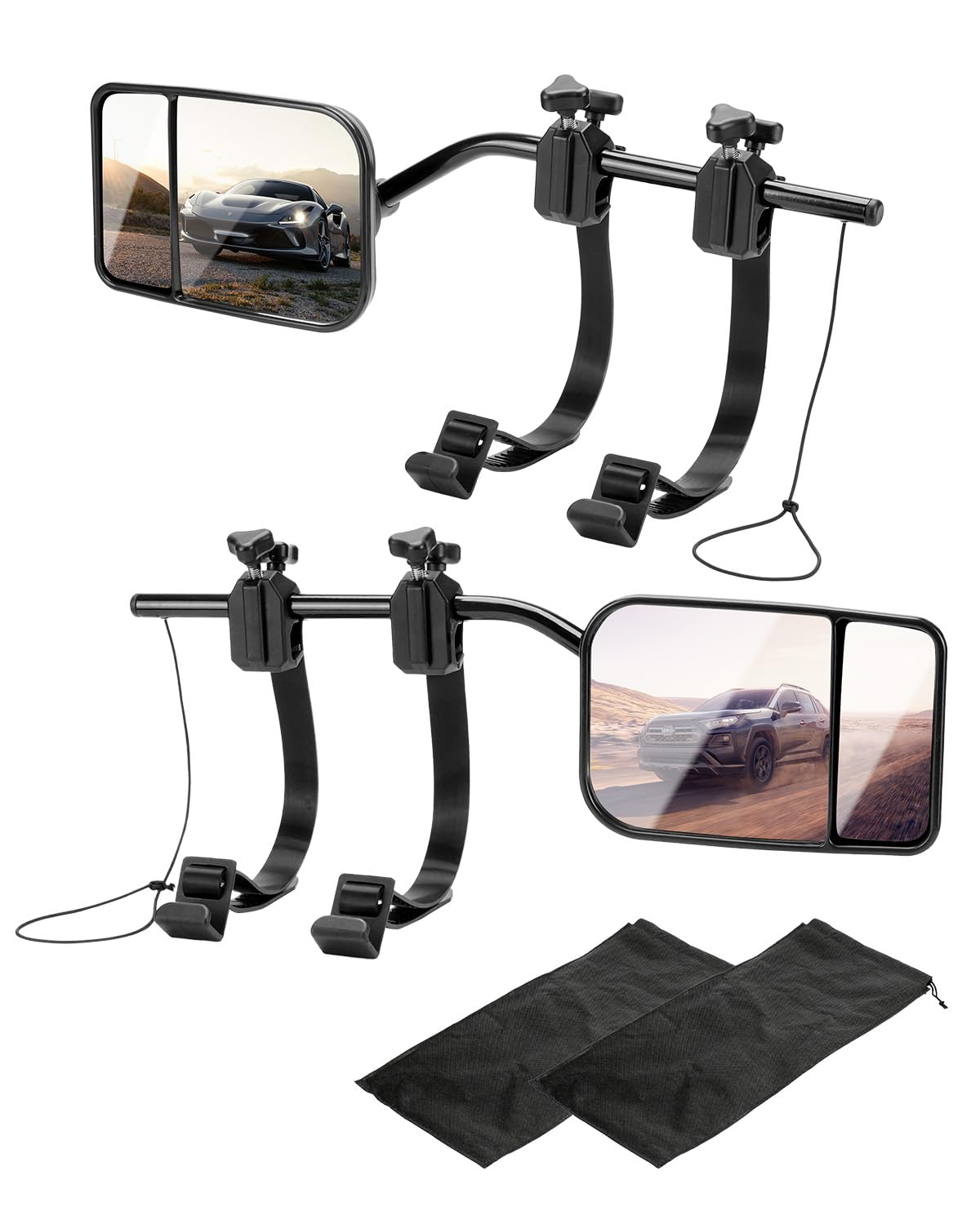 Photo 1 of CAFOPAR Universal Clip On Towing Mirrors Extensions, 360 Degree Adjustable Rotation Mirror Extenders for Towing, Dual View Convex Tow Mirrors for Vehicle Car Truck RV SUV Trailer, Pack of 2