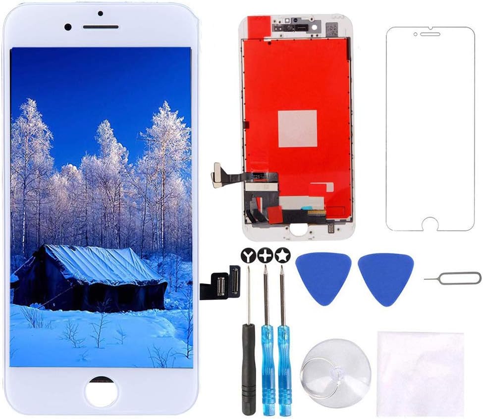 Screen Replacement for iPhone 7 Plus White 5.5 inch, LCD 3D Touch Screen Digitizer Display Assembly Full Set with Free Repair Tool Kits + Free Screen Protector