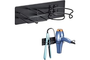 LOXSUN Hair Straightener Holder Hair Dryer Holder Wall Mounted, Blow Dryer and Curling Iron Holder, Blow Dryer Holder Wall Adhesive, Hair Dryer and Straightener Holder for Bathroom Salon (Black)