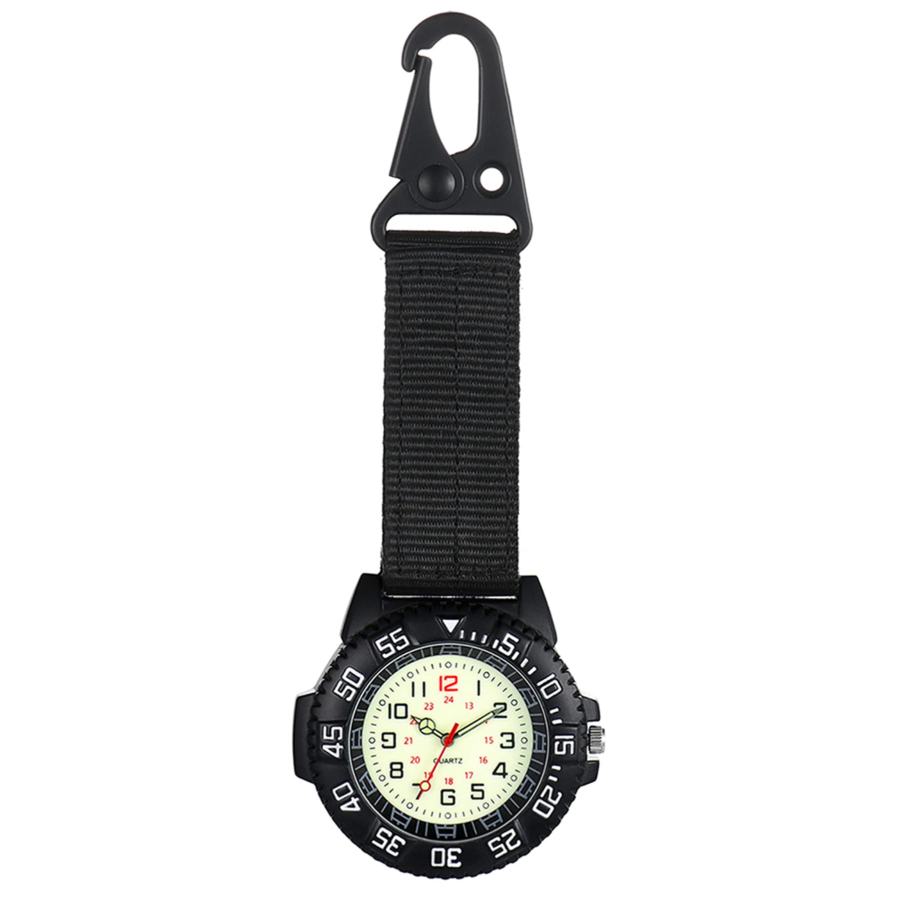 JewelryWe Men Women Backpack Clip-on Watch Fob Belt Watch Luminous Dial Pocket Watch Clip Watch for Climbing Doctors Nurses Outdoors โ image 1