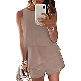 Dokotoo Womens Summer Jumpsuits 2026 Casual Ruffle Chiffon Sleeveless Rompers