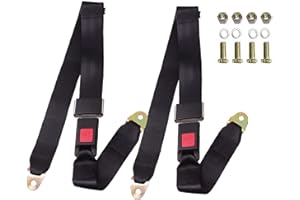 YQkangzhu 2 Pcs Universal Seat Belt, 2 Points Adjustable Seatbelts Kit, Cars Belts Harness with Installation Screws, Seat Saf