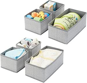 mDesign Juego de 6 cajas organizadoras – Cestas de tela ...