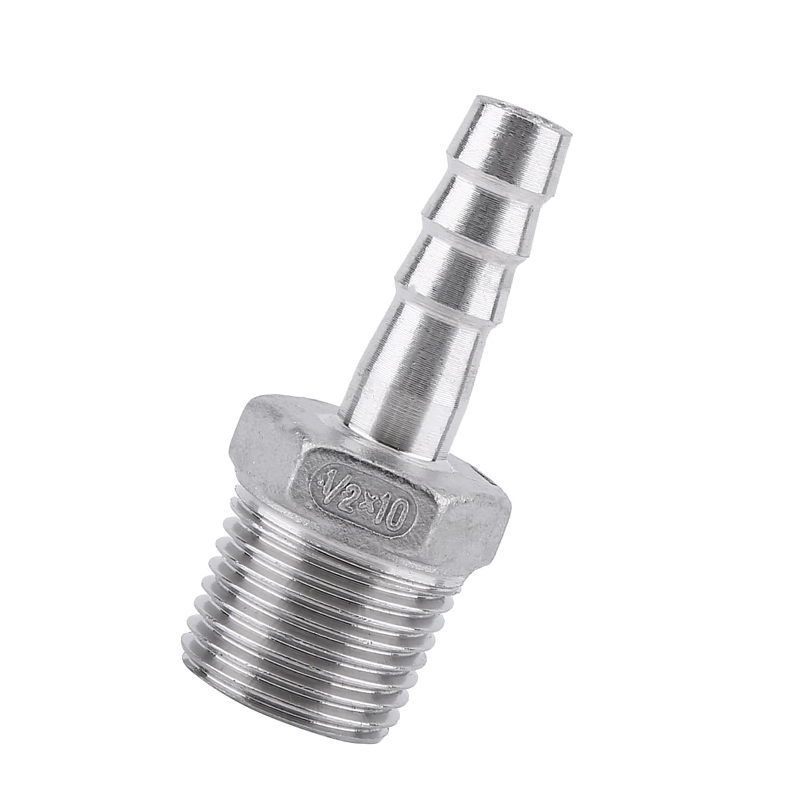 Stainless Steel Male Thread Pipe Fitting Adapter Barb Hose Tail Connector Stainless Steel Male (1/2''*10mm)