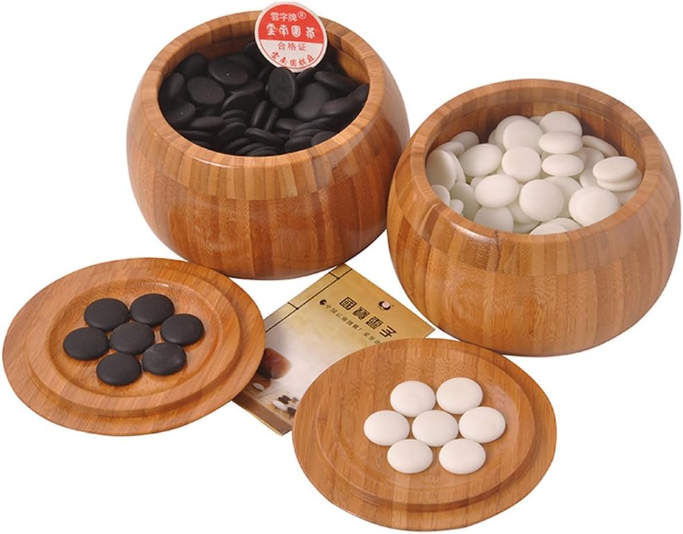 Zen Minded Yunzi Go Game Stones Set with Bamboo Wooden Bowls