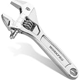 WORKPRO 4" Mini Adjustable Wrench, Cr-V Steel, Compact Design | SAE &amp; Metric Scales, Precision Jaw, Smooth Adjustment, Ergonomic Grip for DIY, Home Repair, Auto Repair and Plumbing