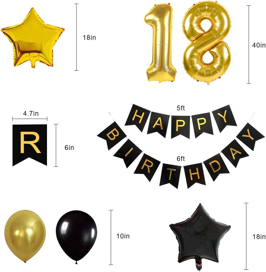 18eme Bon Anniversaire Ballons 18 Ans Anniversaire Deco 18th Birthday Decoration Anniversaire Ballon Helium Happy Birthday Banniere Noir Or Ballons Pour Hommes Femmes 18 Ans Fete Anniversaire Cuisine Et Maison Loisirs Creatifs