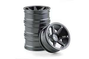 Chanmoo 1/10 RC On Road Wheels Rims 12mm Hex Alloy Aluminum Drift Hubs for 1:10 Rally Racing Car Tires Tamiya TT01 TT02 XV01 TA06 A959 PTG2 HPI KYOSHO HSP PTG2 Touring Street Tyres 4PCS (Titanium)