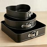 BAASK-IT 3-Piece Non-Stick Shape Cake Mold Set with Removable Bottom for Easy Release &ndash; Square, Circle, Heart (9.45", 8.45", 7.45")