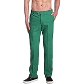 Concitor Brand Men's Solid Aqua Green Color Dress Pants Flat Front Mens Trousers