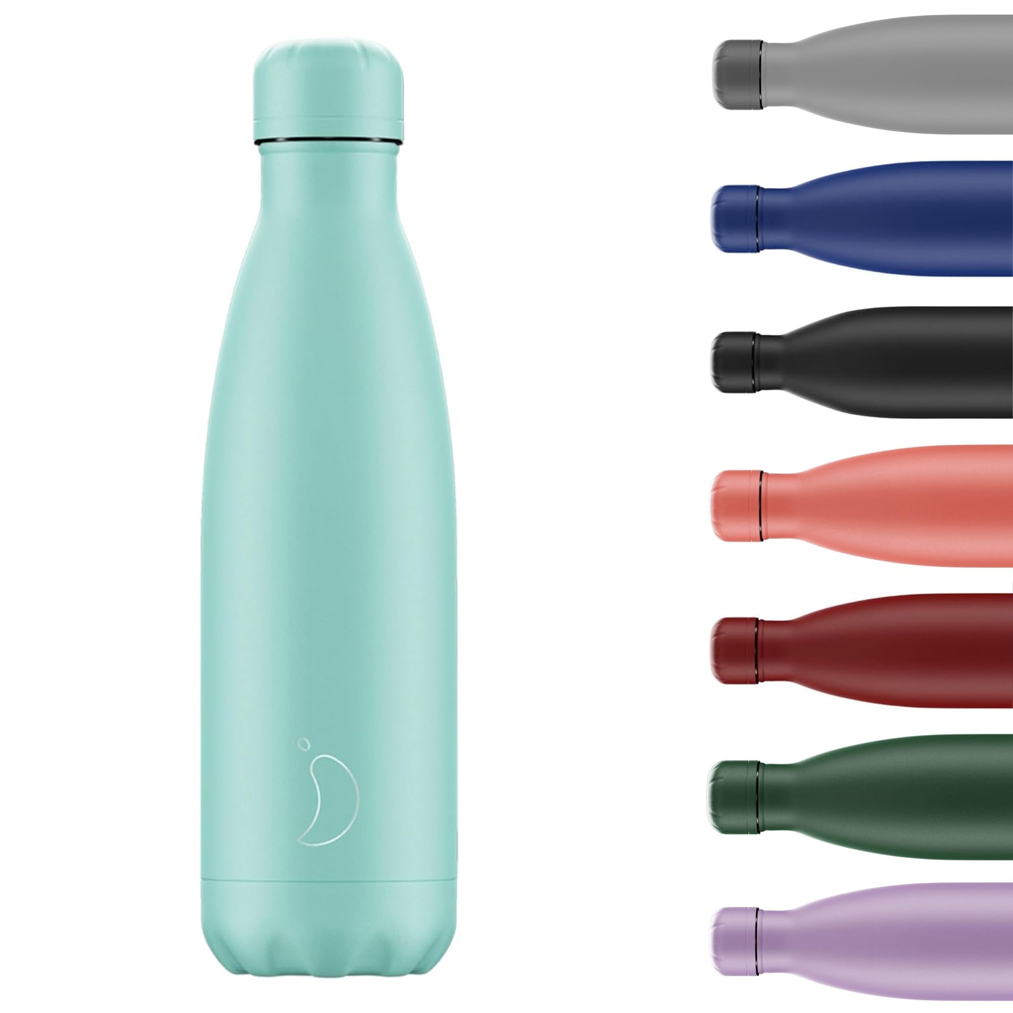 Chilly's Original Water Bottle - Vacuum Insulated Stainless Steel Water Bottle, Reusable Thermal Flask for Hot & Cold Drinks - Leak Proof, No Sweat - Pastel - All Green, 500ml — image 1