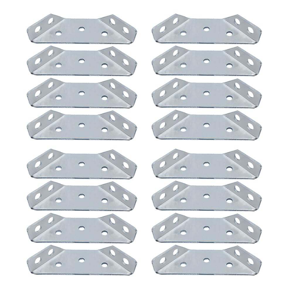 Angle Brackets-16 Pcs Stainless Steel Corner Brackets, Metal Brackets, Heavy Duty Triangular Flange Angle Bracket, Ideal for DIY Furniture Fixations and Corner (Without Screws)