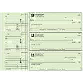 Voqado Customizable 3 to a Page Business Checks with Tear Off Stubs | White, Pink, Green, and Yellow Options | Compatible with 7 Ring Binders [Printed in The USA] (Green, 54)