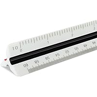Pacific Arc Engineer Triangle Scale Ruler 12 Inch with Etched Markings in Fully Divided 10, 20, 30, 40, 50, and 60 Parts to T