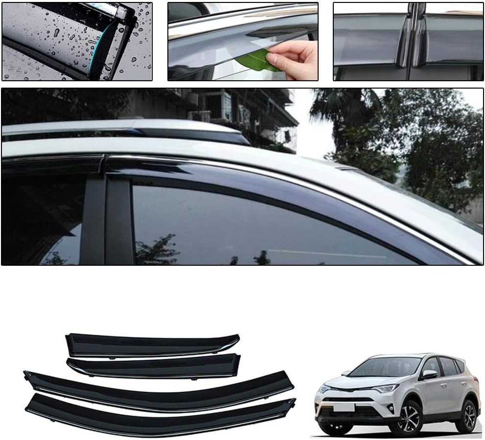 Side Window Deflectors For T oyota RAV4 XA40 2014-2018 Car Window Visor Sun Rain Smoke Vent Shade Tape-On Outside Visors