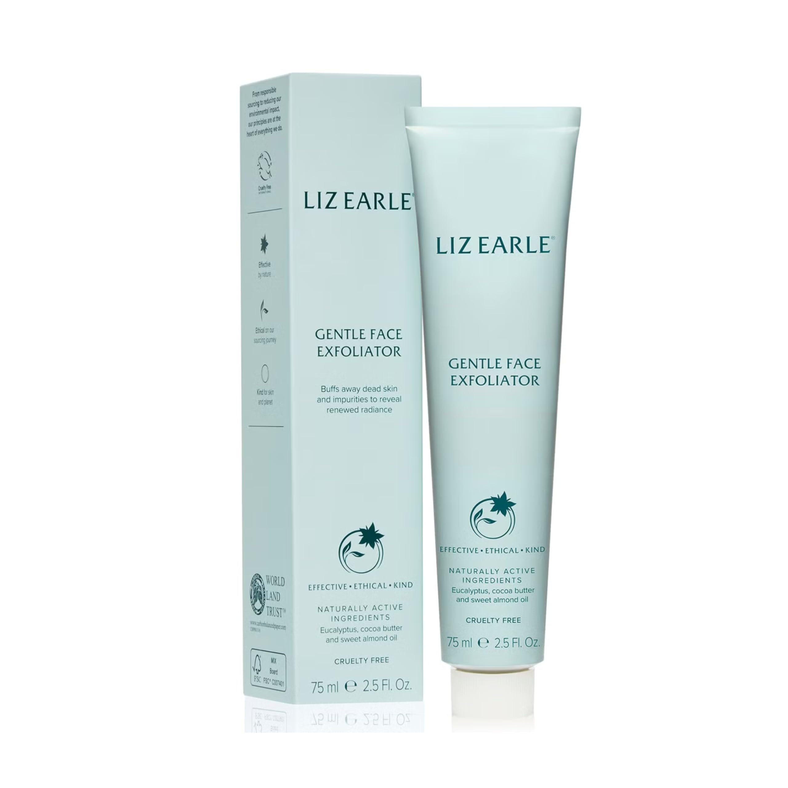 Liz Earle Gentle Face Exfoliator with Cocoa Butter, Eucalyptus Essential Oil and Jojoba Beads for All Skin Types, 75ml