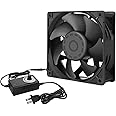 Qirssyn High cfm Computer Fan 120mm x 38mm 110V 220V AC Powered Variable Speed Fan Cooling Components for Receiver Xbox DVR PlayStation Mining Rig Case Server Cabinet Grow Tent GPU Workstations