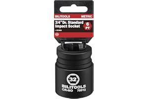 BILITOOLS 3/4" Drive Impact Socket 32mm, Metric, CR-MO Steel, 6 Pt. Impact Grade Heavy Duty Large Axle Nut Socket
