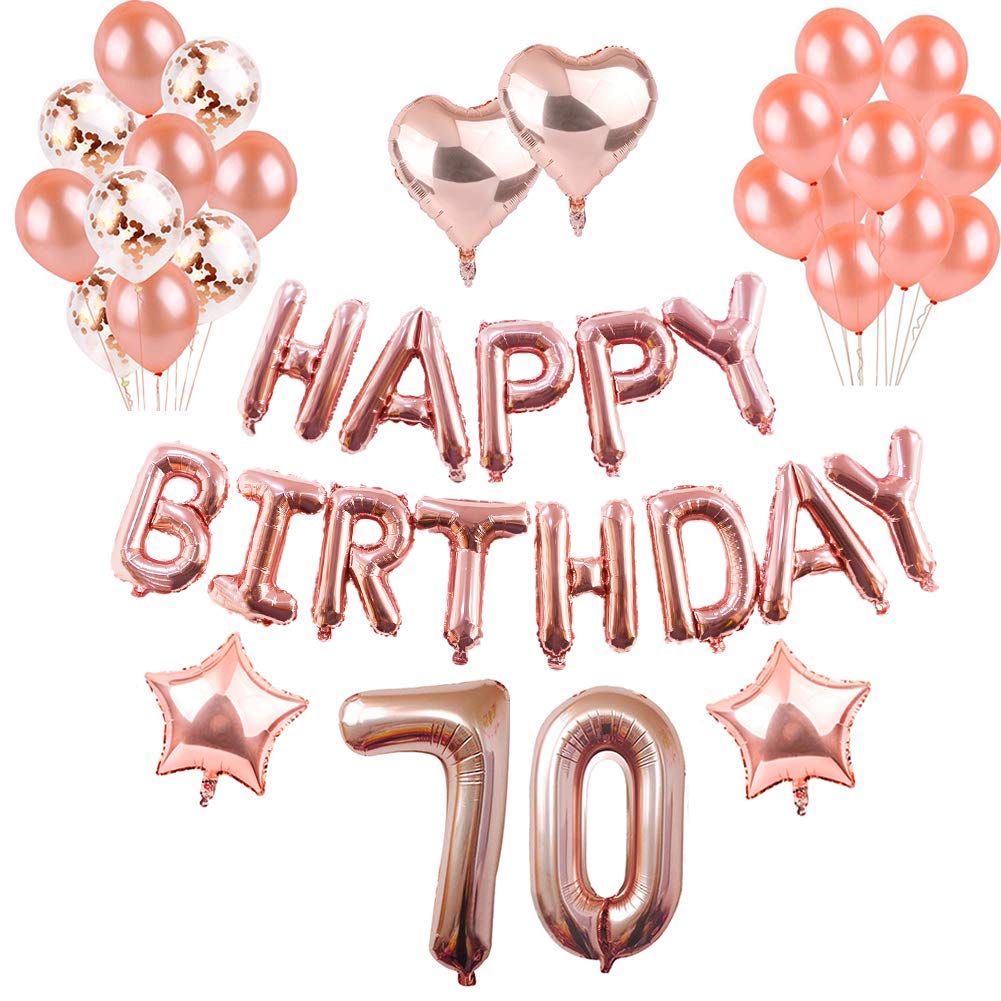 Weimi 70th Birthday Decorations Rose Gold for Women 45Pcs