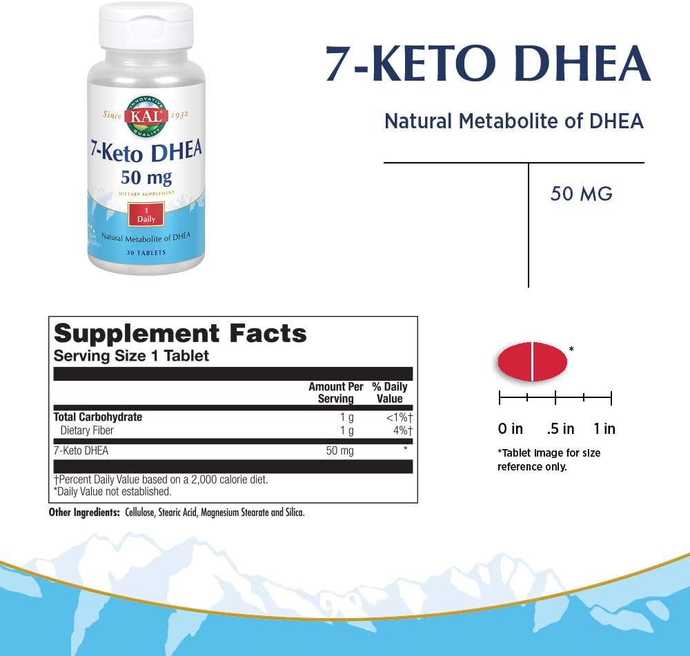 KAL 7Keto DHEA 50mg Healthy Weight Management Support for Women
