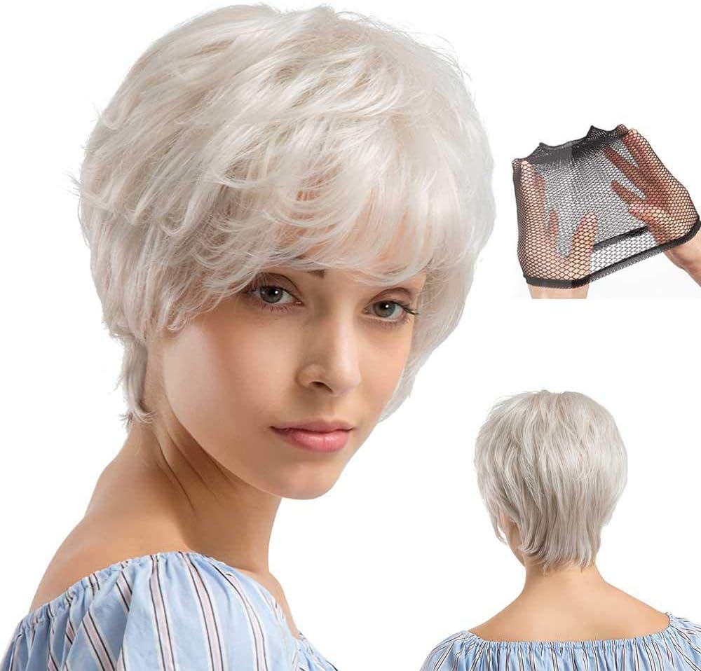 Hamkaw Natural White Short Wigs For White Women 100 Real Human