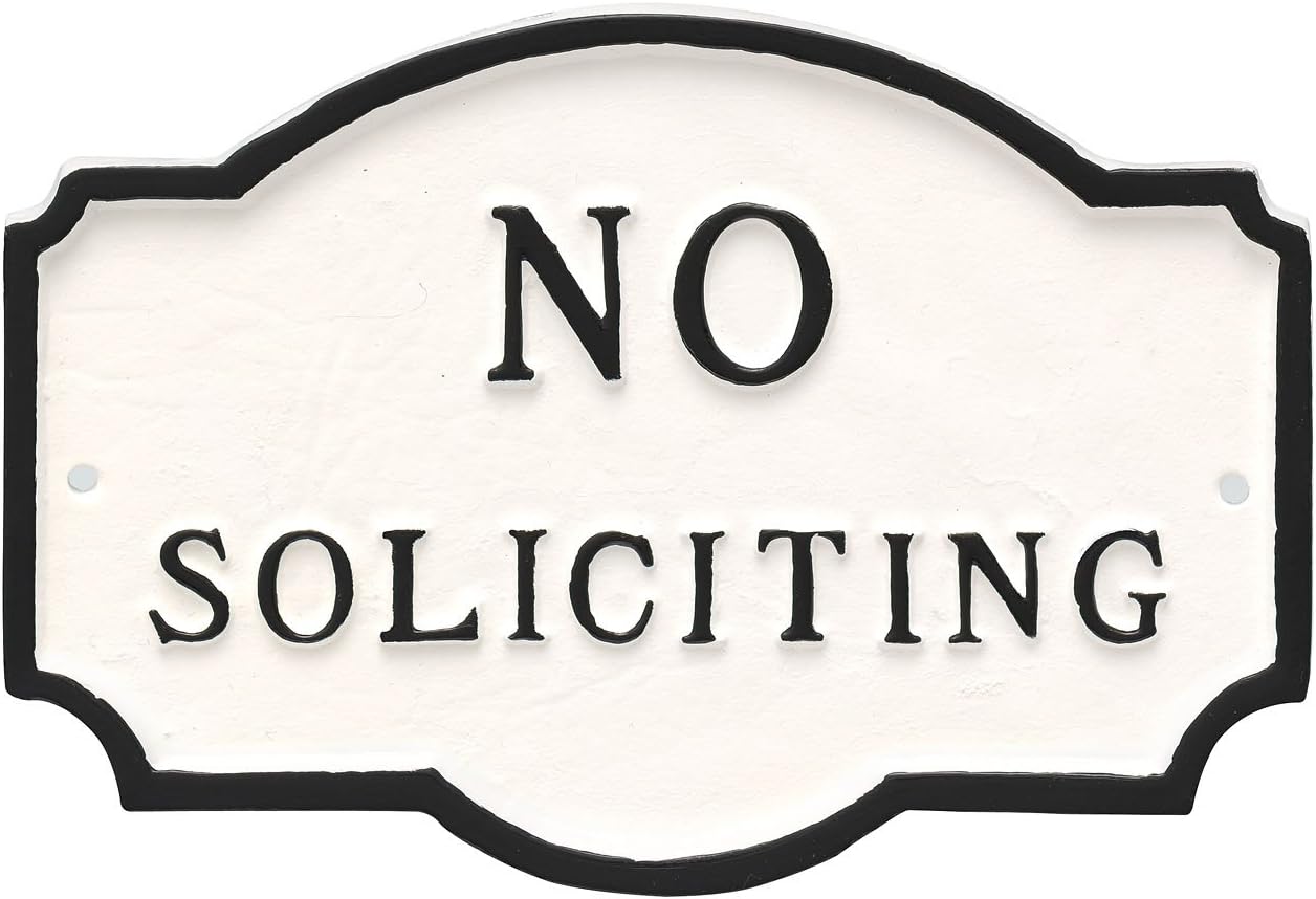 Plaques & Wall Art - Montague Metal Products Petite Montague No Soliciting Statement Plaque, White with Black Letter, 4.5