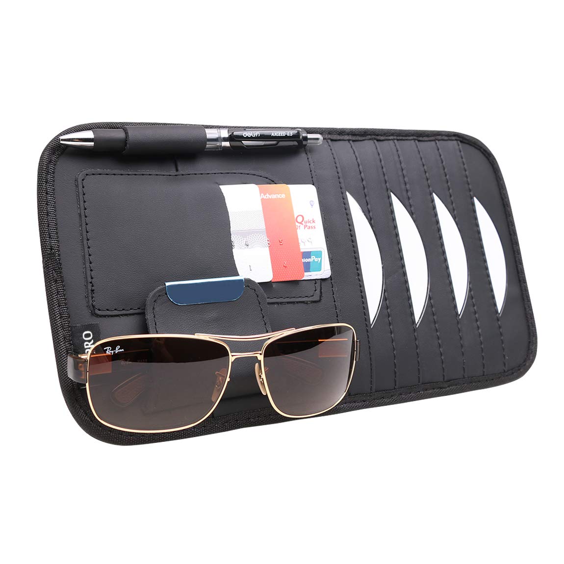 SZAT PRO Leather Car Sun Visor CD Holder Organizer Case Storage Clip