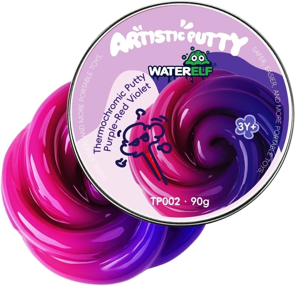 WATERELF Thermochromic Putty, Color Changing Slime for Kids, Fidget Sensory Toys, Therapy Putty, Stress Relief and Non-Sticky Toys for Adults - TP002 (Pink Purple)
