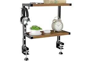 PUTORSEN Desk Shelf Clamp-On Above or Under - 15 inch Desktop Shelf, Desk Organizer for Office Accessories, Gaming Devices