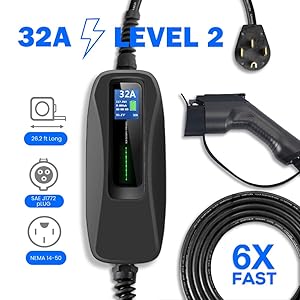 Morec EV Charger Level 2 32 Amp Upgraded Portable Electric Vehicle Charger, NEMA 14-50 220V-240V 26ft (7.9M) EV Charging Cable, SAE J1772 Compatible with Most Electric Cars