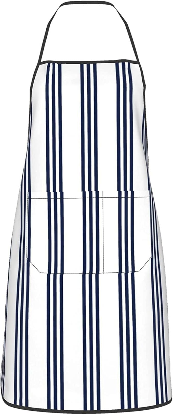 Apron with Pockets Unisex Navy Blue Nautical Striped Cooking Kitchen