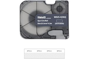 MakeID P31S&P31 Self-Laminating Wire Wrap for Electrical&Datacom Cable, Integrated PE Labels with Ribbon Cartridge for P31S&P31 Industrial Label Maker, 1" W, 14.76ft L/Roll