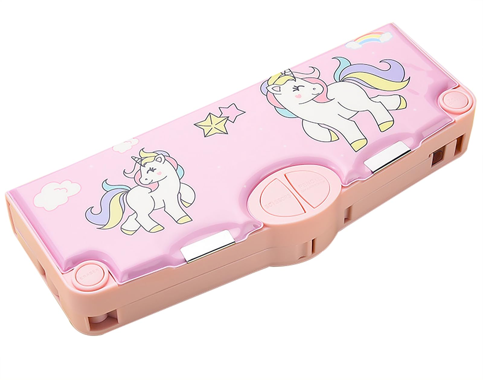 FEWOFJ Cute Cartoon Pencil Case for Girls,Pop Up Multifunctional Pencil Box with Sharpener,Schedule,School Supplies,Durable Kids Pencil Pouch with Compartments